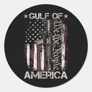 Gun American Flag Patriots Gulf Of Usa America  Classic Round Sticker