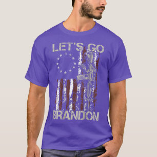 Gun American Flag Patriots Lets Go Brandon (on bac T-Shirt