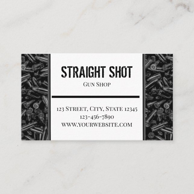 Gun Ammo Firearms Bullet Slate Sporting Goods Business Card (Front)