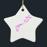 Gun Butterflies Pink Ceramic Tree Decoration<br><div class="desc">Holiday Ornaments</div>