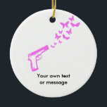Gun Butterflies Pink Ceramic Tree Decoration<br><div class="desc">Ornament</div>