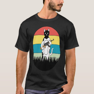 Gun Cat retro sunset Kitty with a gun sarcastic hu T-Shirt