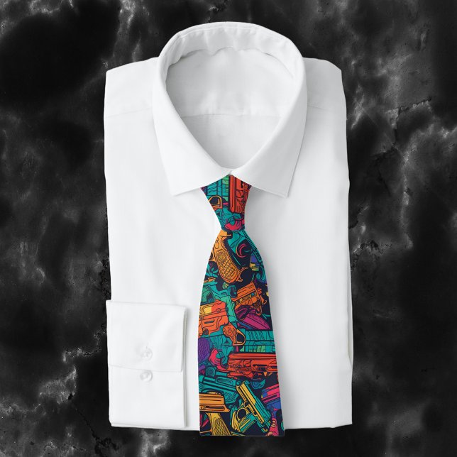 Gun Colourful Shooting Shooter Pattern Tie (Creator Uploaded)
