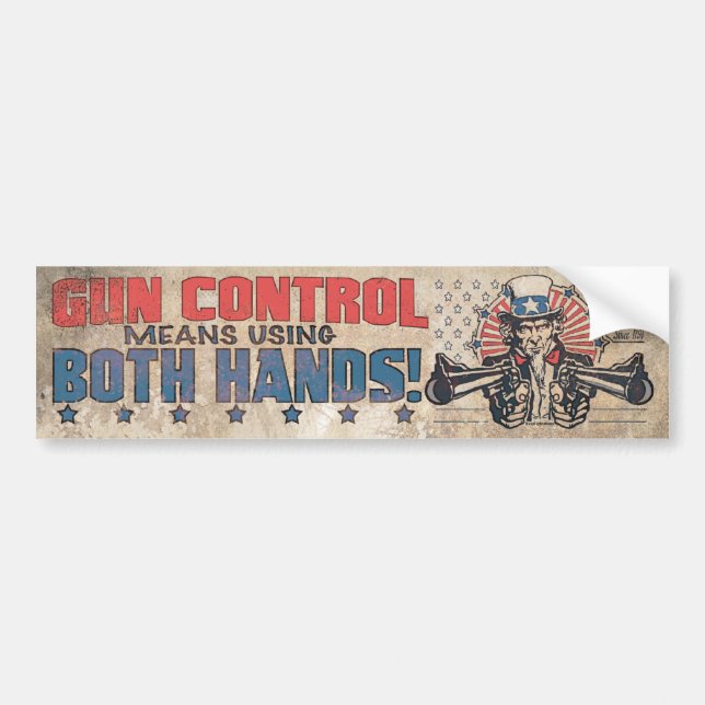 Gun Control Means Two Hands Retro Bumper Sticker (Front)