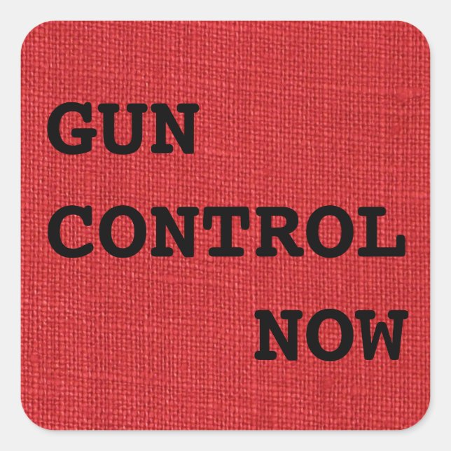 Gun Control Now on Red Linen Photo Square Sticker (Front)
