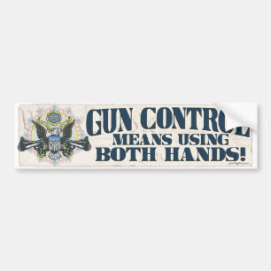 Gun Control: Using Both Hands Gun-Toting Eagle Bumper Sticker