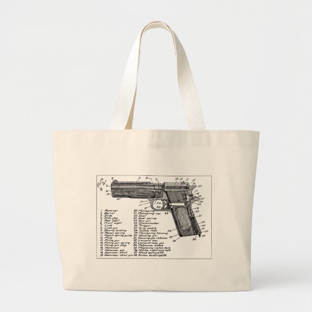 Gun Diagram Large Tote Bag (Front)