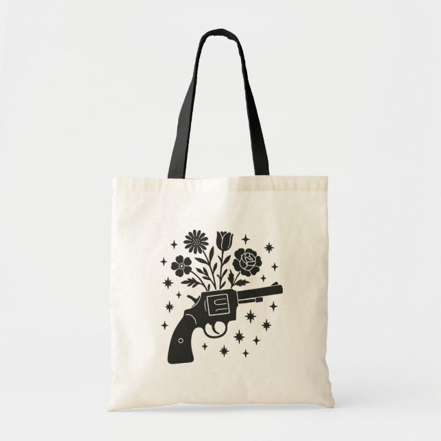 Gun Flowers Tote Bag (Front)