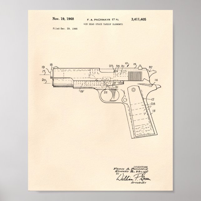 Gun Head Space 1968 Patent Art Old Peper Poster (Front)