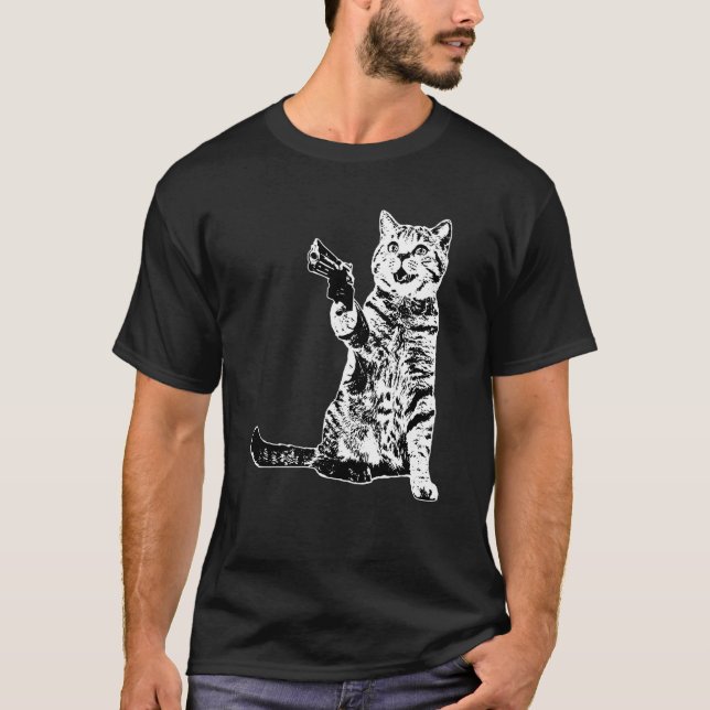 Gun Kitty Cat T-Shirt (Front)