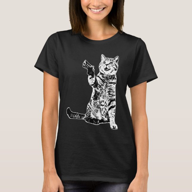 Gun Kitty Funny Cat  1 T-Shirt (Front)