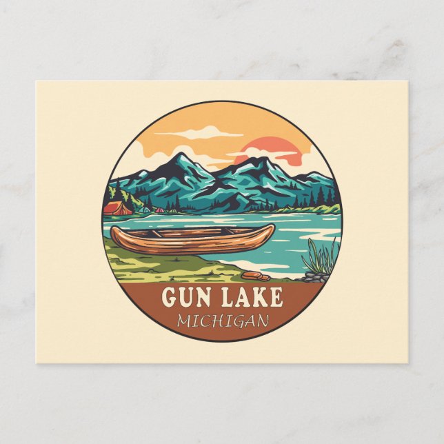 Gun Lake Michigan Boating Fishing Emblem Postcard (Front)