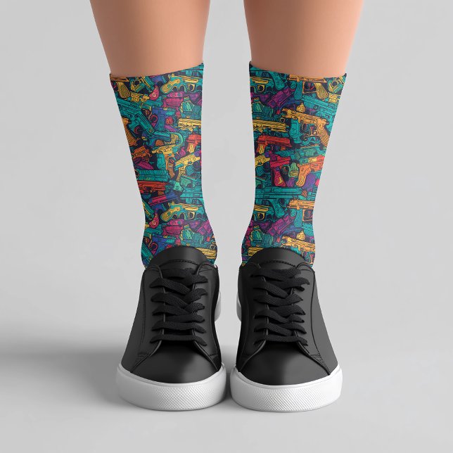 Gun Lover Shooting Shooter Pattern Socks (Creator Uploaded)
