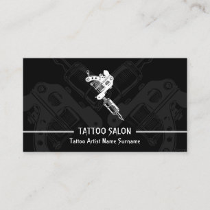 Gun Minimalist Modern Black Tattoo Business Card