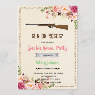 Gun or rose gender reveal Invitation