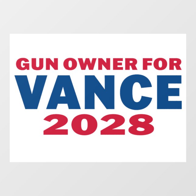 Gun Owner for Vance 2028 Window Cling (Sheet)