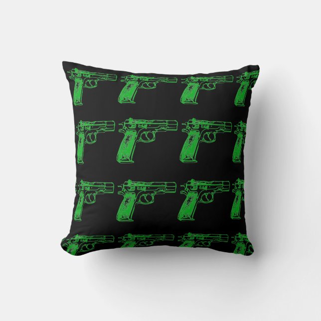 gun print throw pillow (Front)