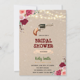 Gun rose bridal shower invitation