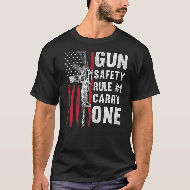 Gun Safety Rule 1 Pro 2nd Amendment AR 15 American T-Shirt (Front)