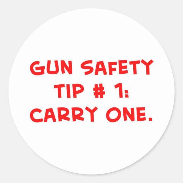 gun safety tip #1 classic round sticker (Front)