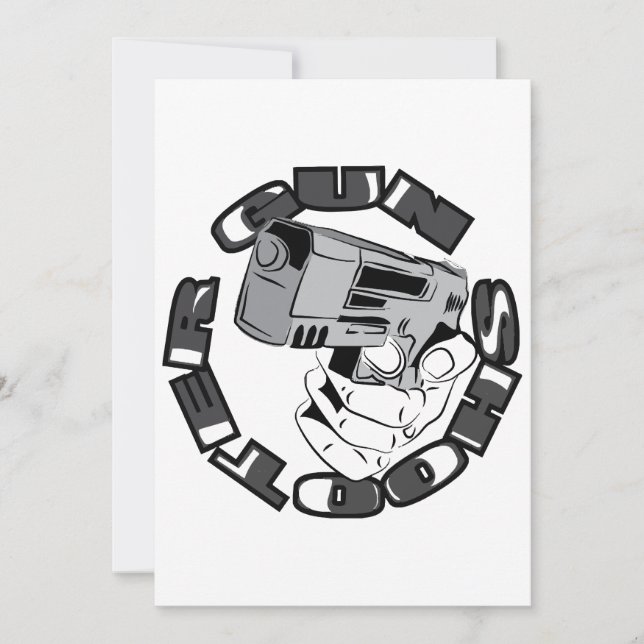 Gun shooter illustration invitation (Front)