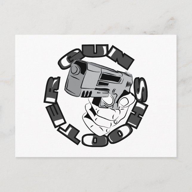 Gun shooter illustration postcard (Front)