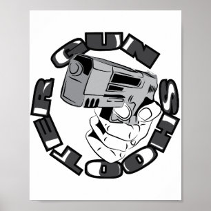 Gun shooter illustration poster