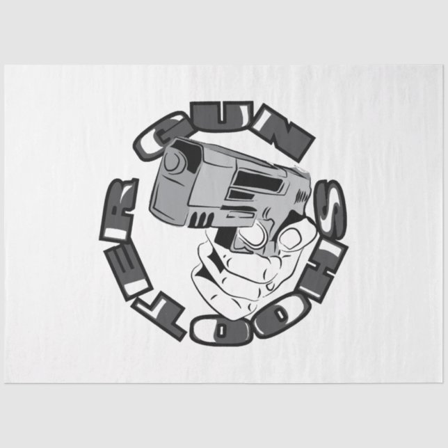 Gun shooter illustration tissue paper (Front)