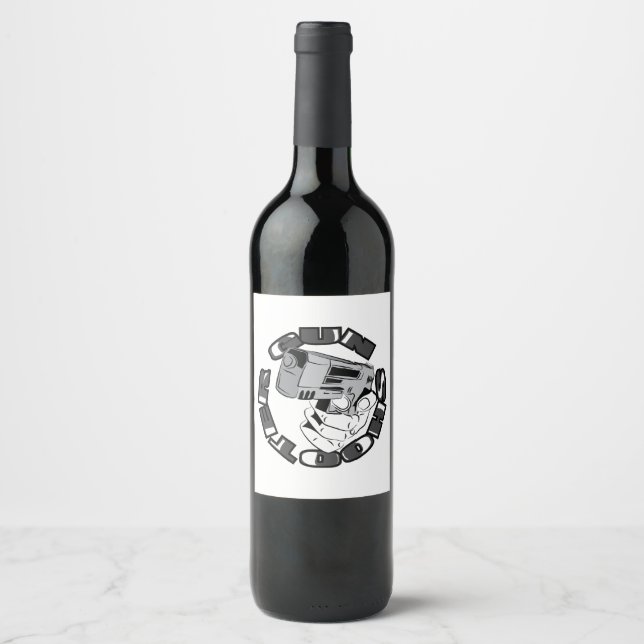 Gun shooter illustration wine label (Front)