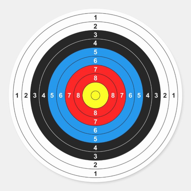 gun shooting range bulls eye target symbol classic round sticker (Front)