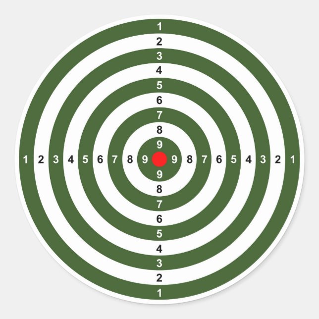 gun shooting range bulls eye target symbol classic round sticker (Front)