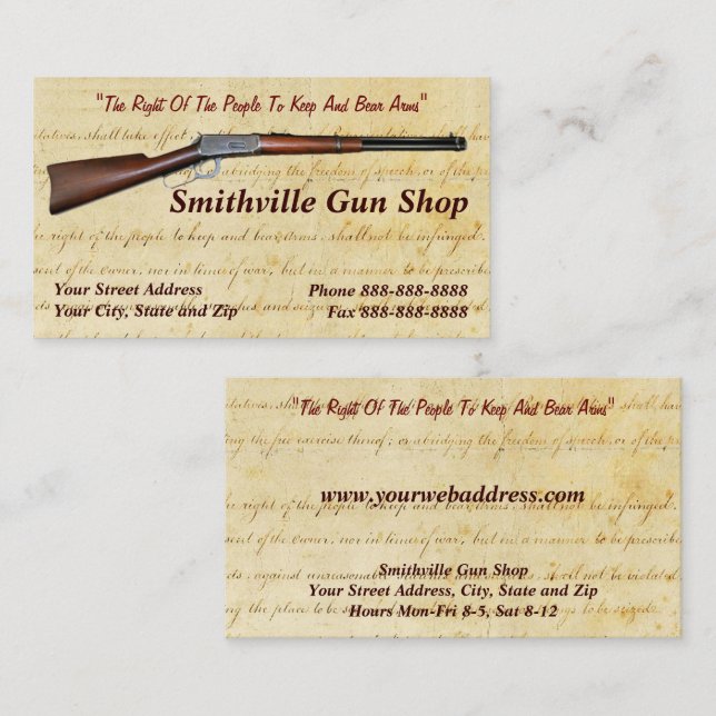 Gun Shop Collector Business Card (Front/Back)