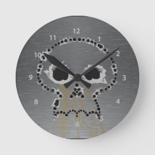 Gun Shots Holes Skull Wall Clock