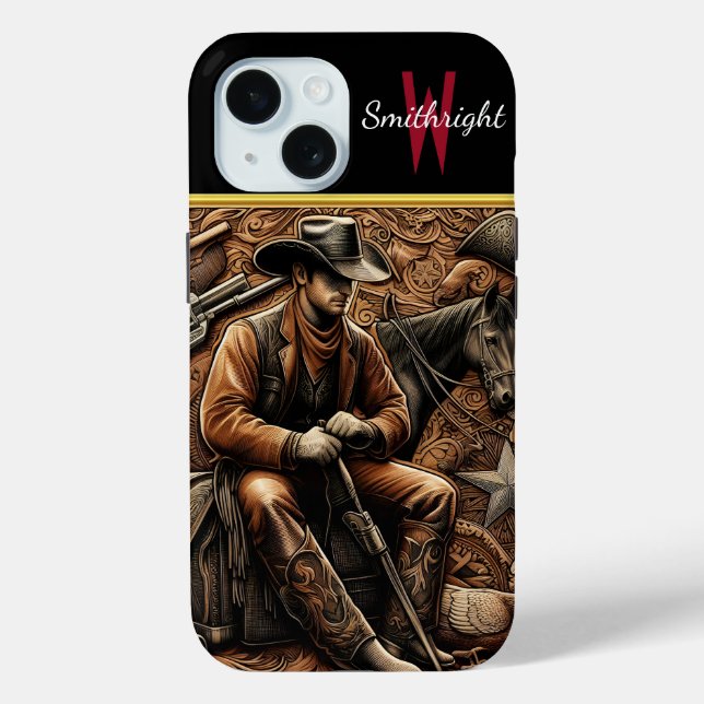Gun-Slinging Cowboy: Wild West Portrait Case-Mate iPhone Case (Back)