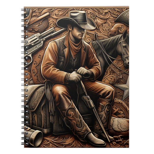 Gun-Slinging Cowboy: Wild West Portrait Notebook (Front)