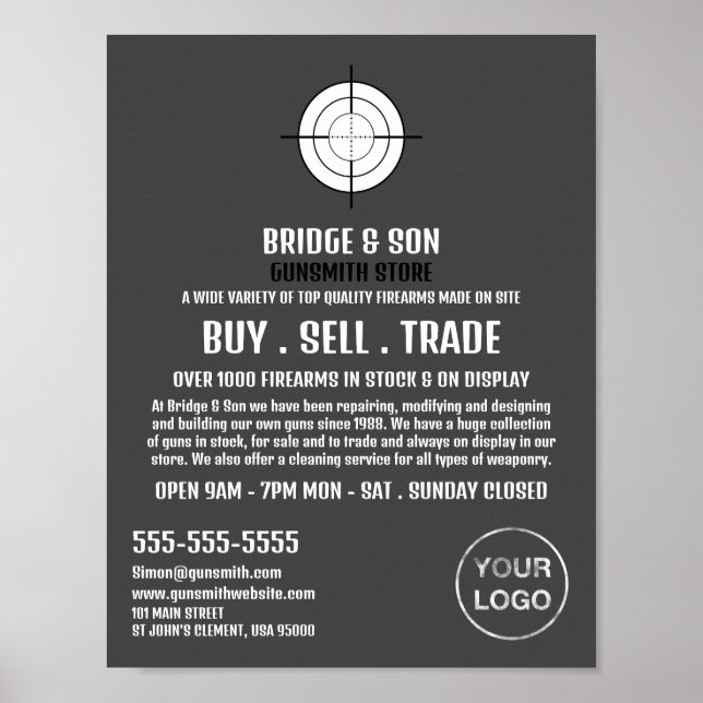 Gun Target, Gunsmith, Gunstore Advertising Poster (Front)