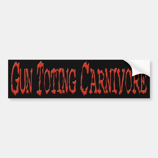 Gun Toting Carnivore Bumper Sticker Red (Front)
