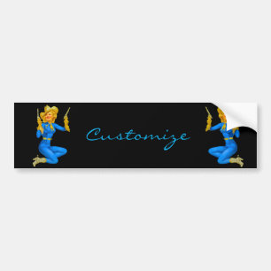 Gun-toting Pin-up Cowgirl Thunder_Cove Bumper Sticker