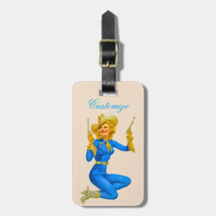Gun-toting Pin-up Cowgirl Thunder_Cove Luggage Tag