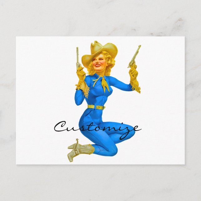 Gun-toting Pin-up Cowgirl Thunder_Cove Postcard (Front)