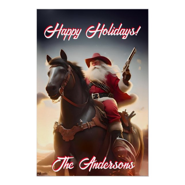 Gun Toting Santa Claus Christmas Poster (Front)