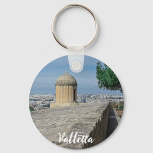 Gun turret on old city walls in Valletta, Malta Key Ring