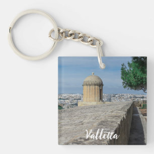 Gun turret on old city walls in Valletta, Malta Key Ring
