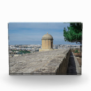 Gun turret on old city walls in Valletta, Malta Photo Block