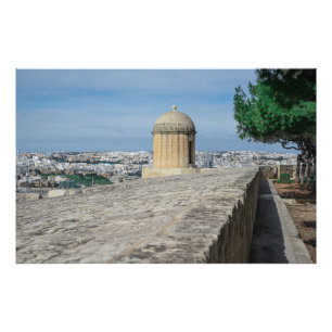 Gun turret on old city walls in Valletta, Malta Photo Print