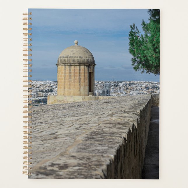 Gun turret on old city walls in Valletta, Malta Planner (Front)