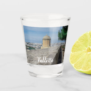 Gun turret on old city walls in Valletta, Malta Shot Glass