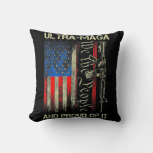 Gun USA Flag Patriots Ultra MAGA And Proud Of It Cushion