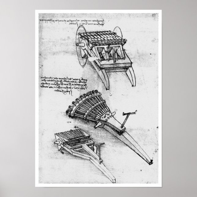 Gun with Array of Barrels, Leonardo da Vinci Poster (Front)