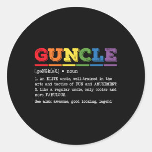 Guncle Definition Proud Gay Uncle Lgbtq Pride Rain Classic Round Sticker